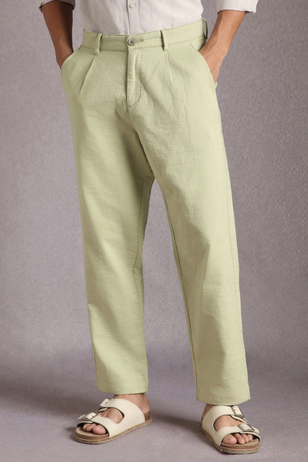 Men Green Textured Pleated Casual Trousers-Green 1 16767-men-green-textured-pleated-casual-trousers-green-1.jpg