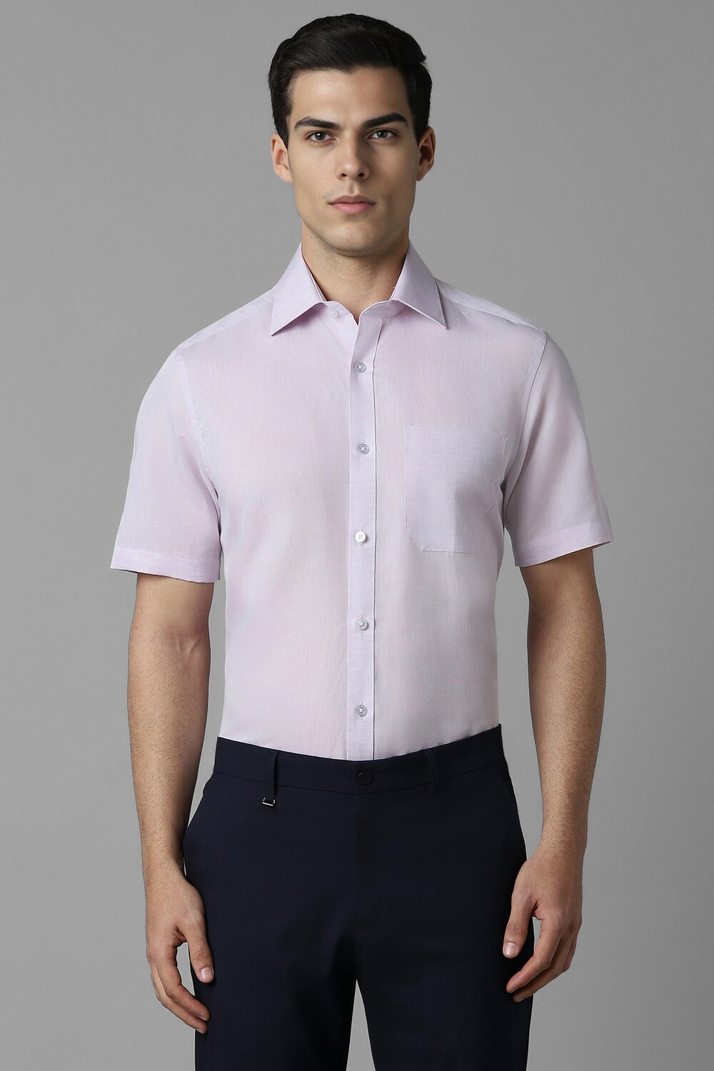 Men Lilac Classic Fit Solid Half Sleeves Formal Shirt-Lilac