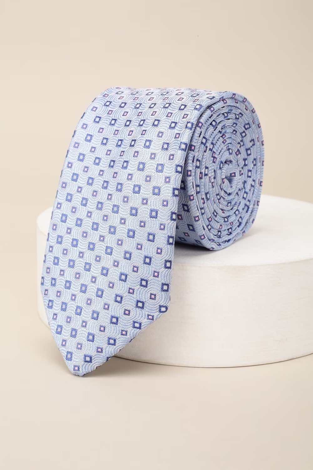 Men Light Blue Embroidered Tie-Light Blue