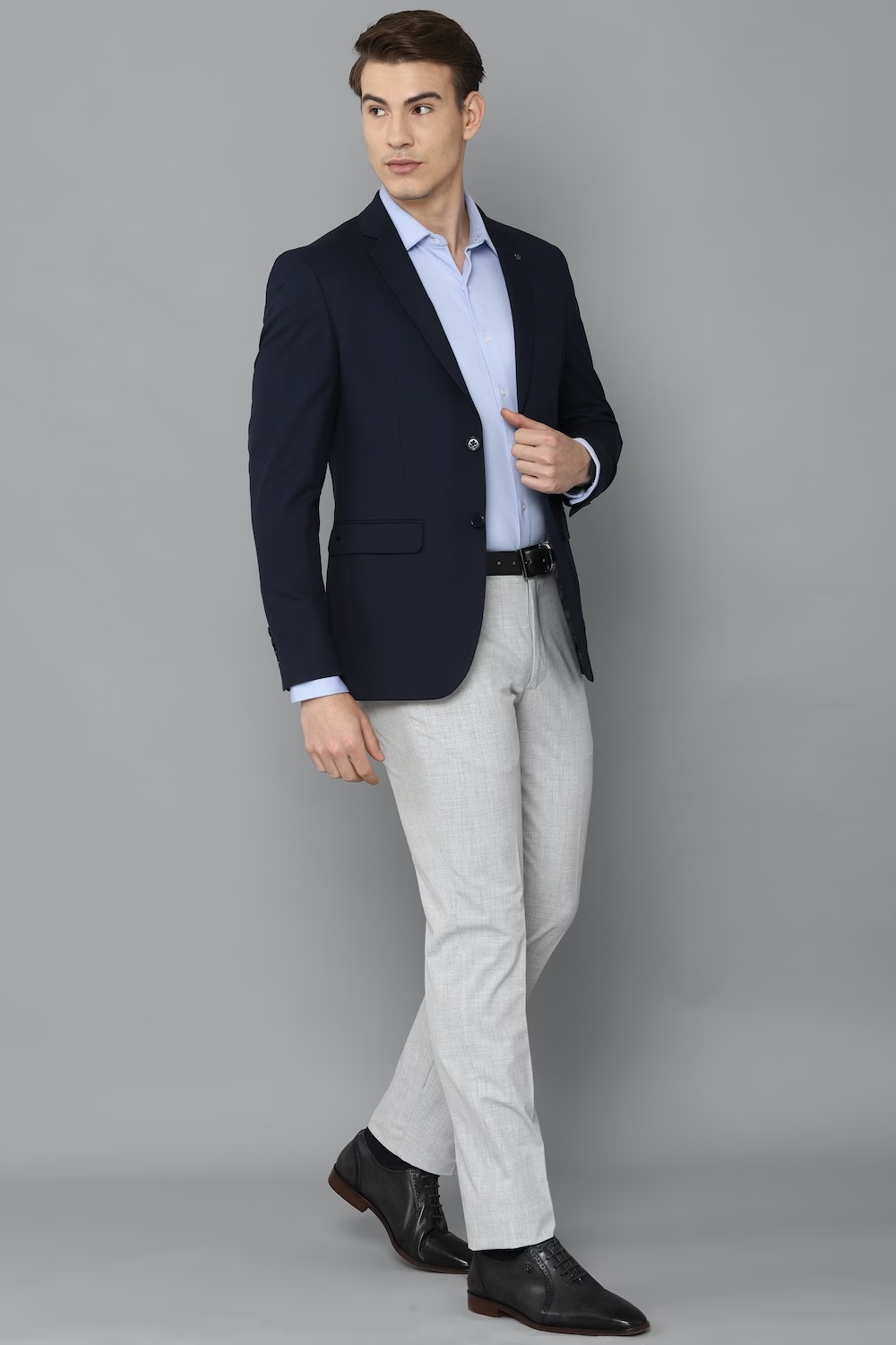 Men Navy Slim Fit Textured Formal Blazer-Navy