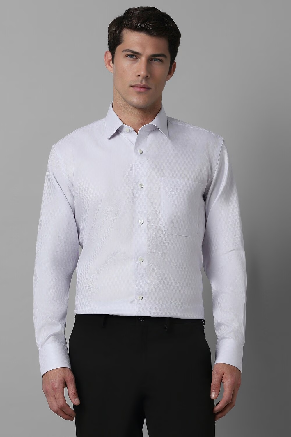 Men Lilac Classic Fit Print Full Sleeves Formal Shirt-Lilac