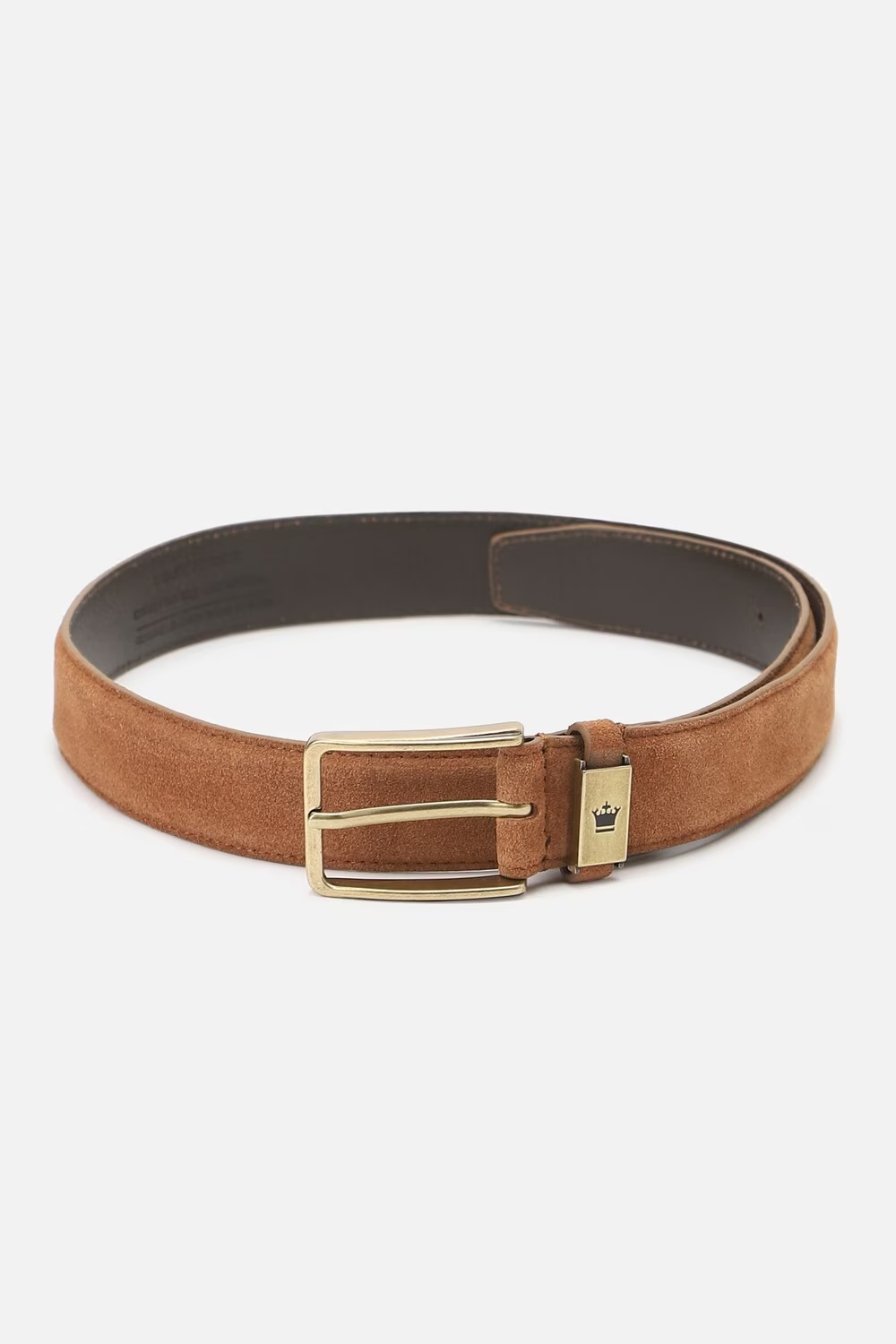 Men Brown Textured Genuine Leather Casual Belt-Brown