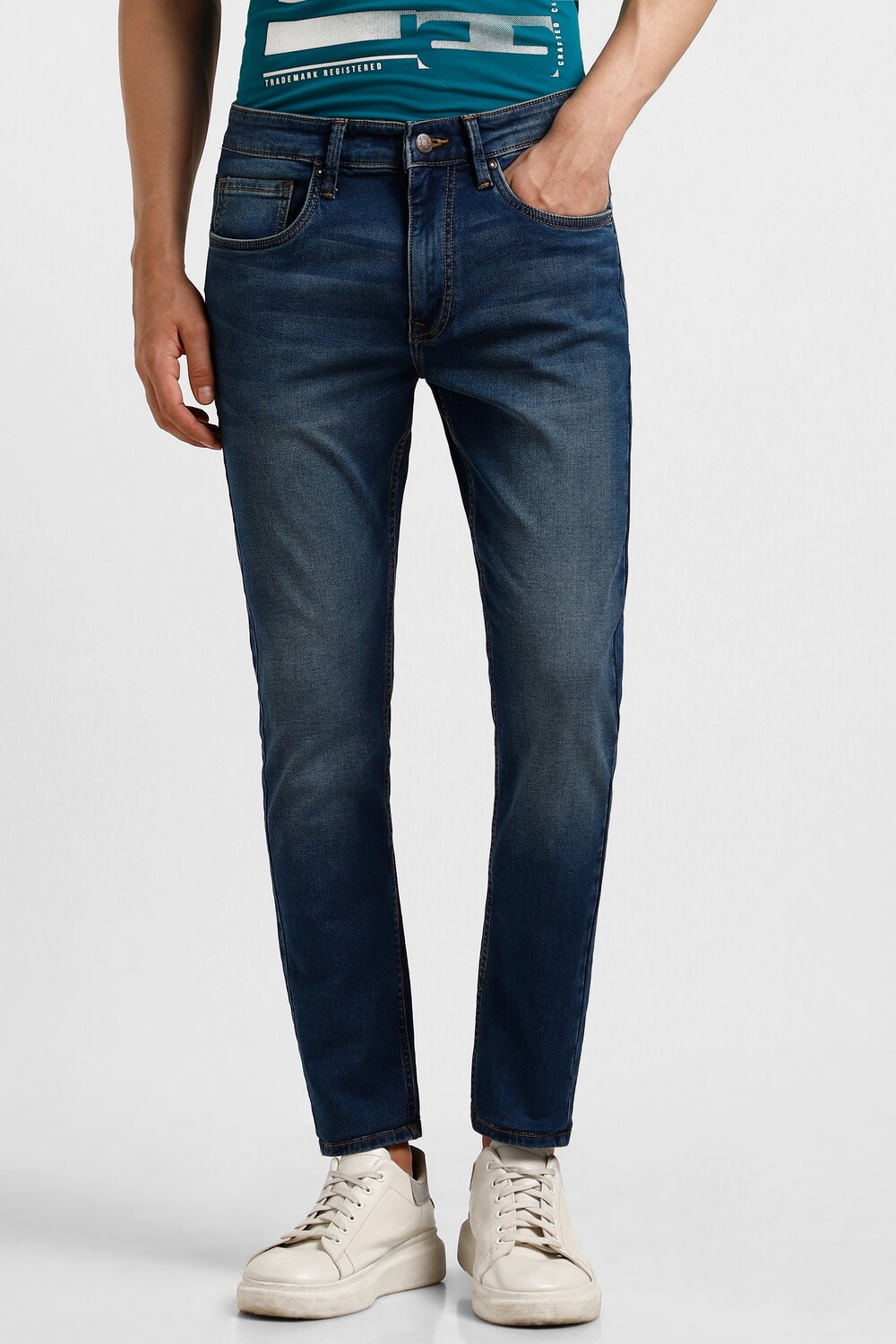 Men Navy Light Super Slim Fit Jeans-Navy