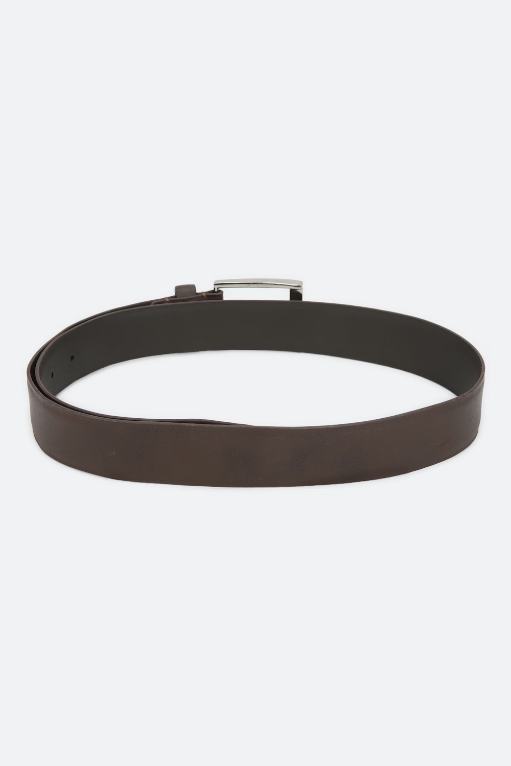 Louis Philippe Men Brown Solid  Formal Italian Leather with Brush Nickel Buckle Belt-Brown
