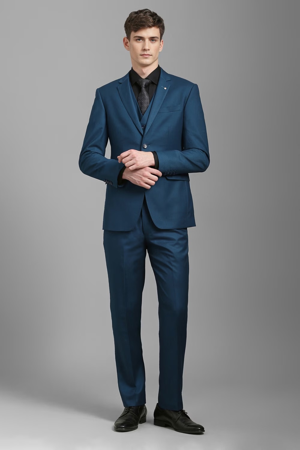 Men Blue Slim Fit Textured Formal Three Piece Suit-Blue 1 18284-men-blue-slim-fit-textured-formal-three-piece-suit-blue-1.jpg