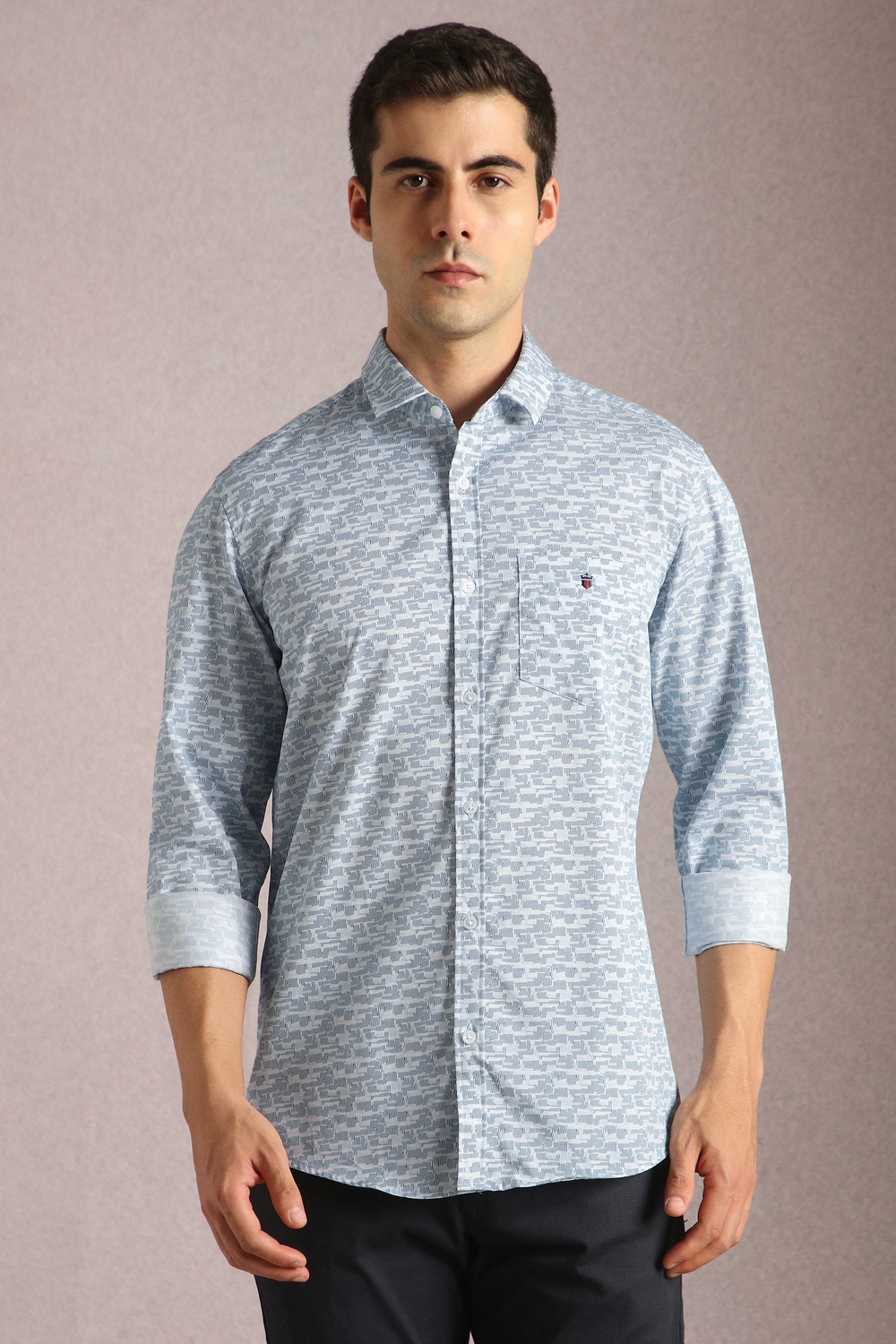 Men White Print Full Sleeves Casual Shirt-White