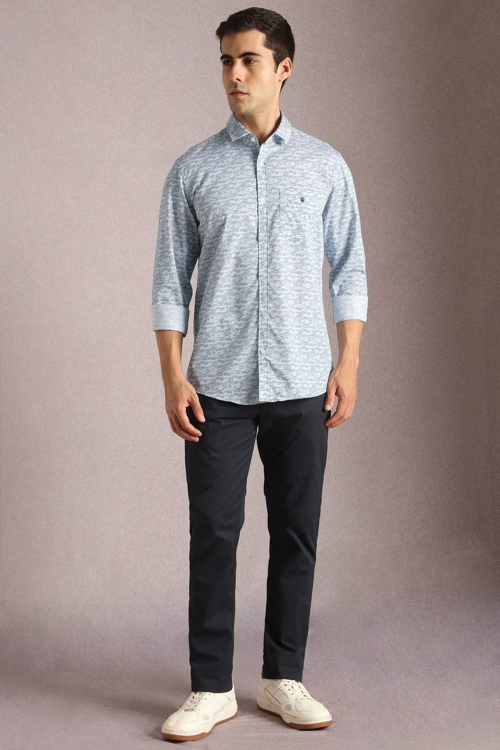 Men White Print Full Sleeves Casual Shirt-White