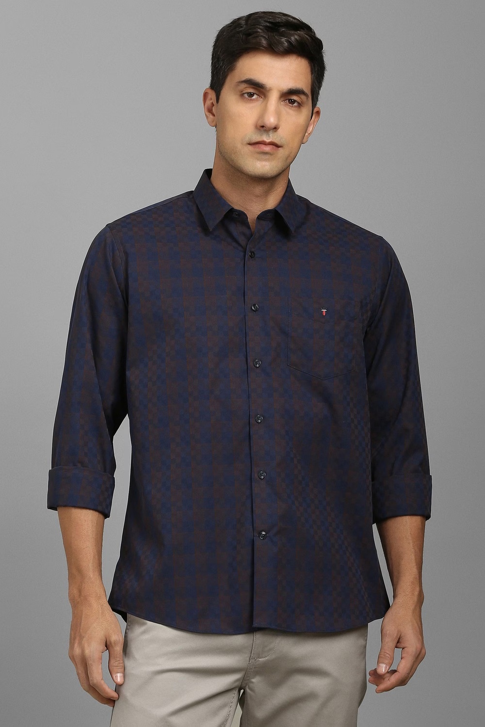 Men Blue Check Full Sleeves Casual Shirt-Blue