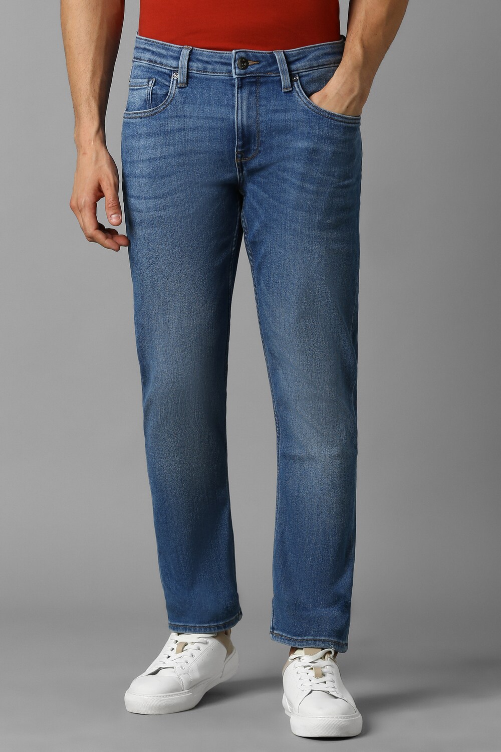 Men Blue Mid Slim Fit Jeans-Blue