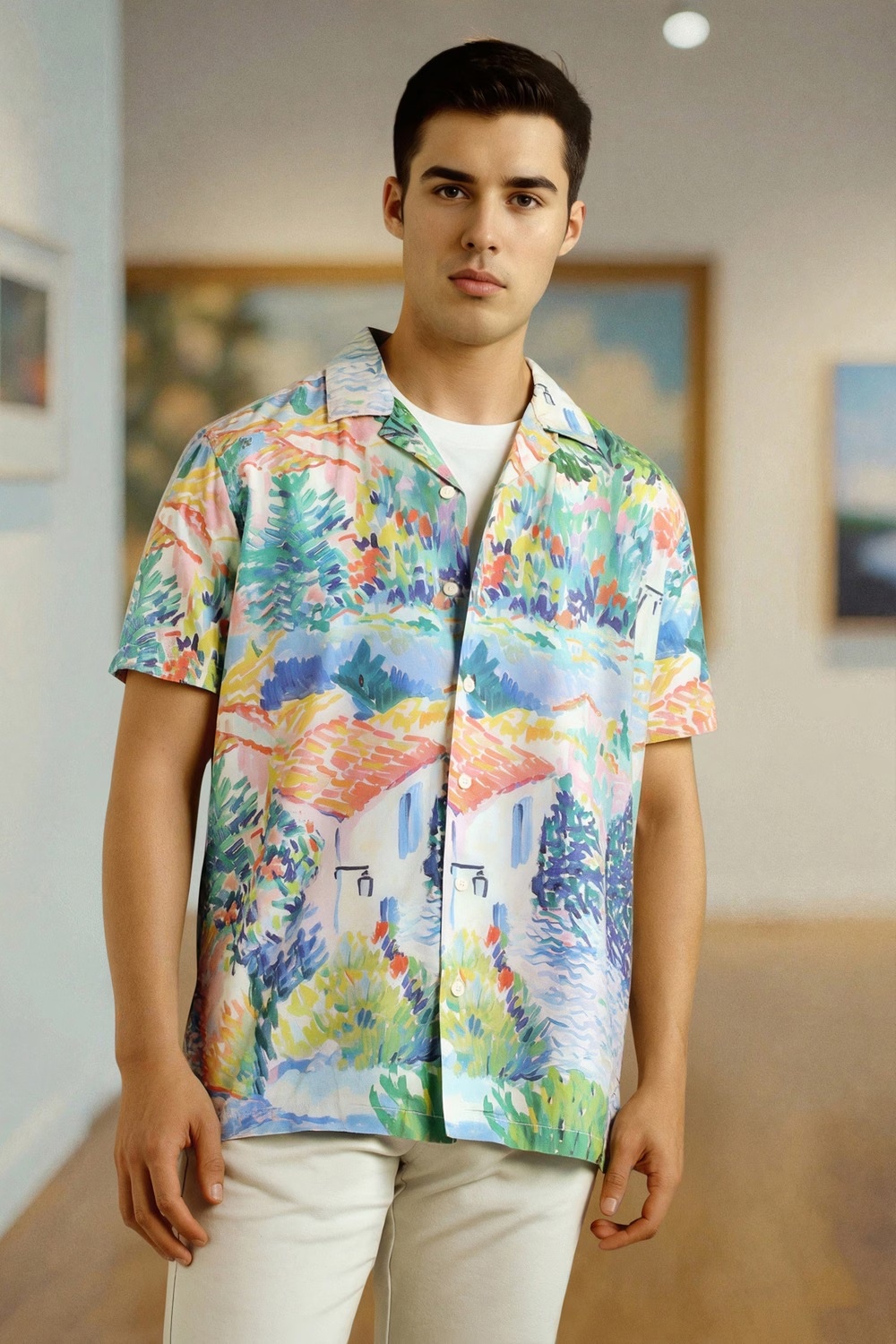 Men Multi Print Half Sleeves Casual Shirt-Multi