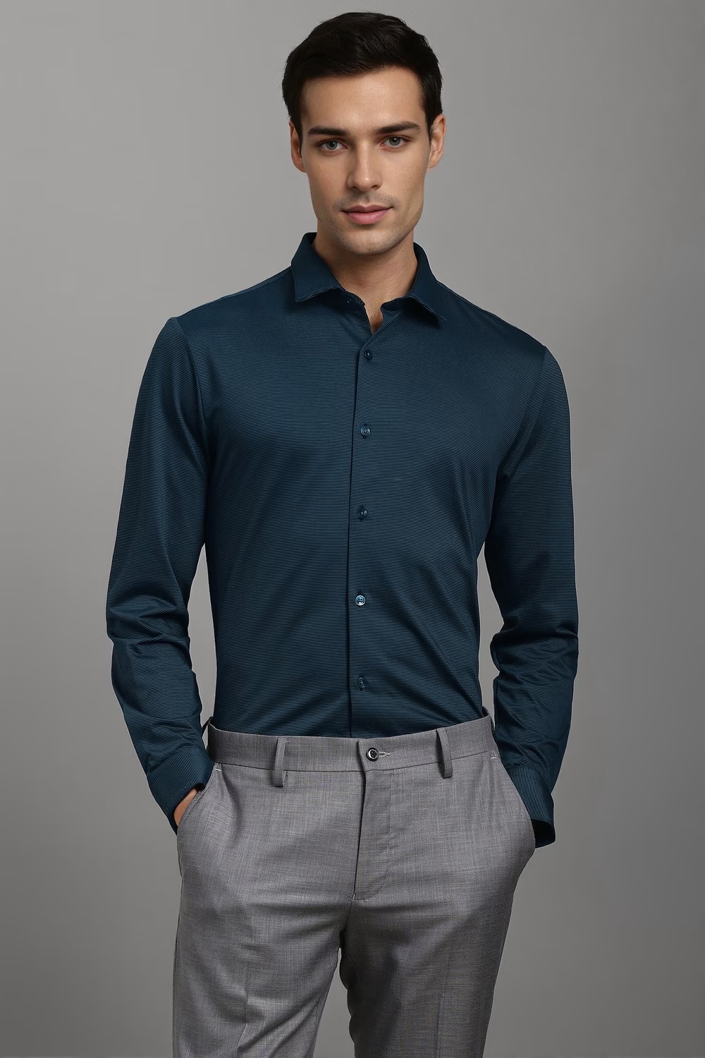 Men Blue Stripe Full Sleeves Formal Shirt-Blue