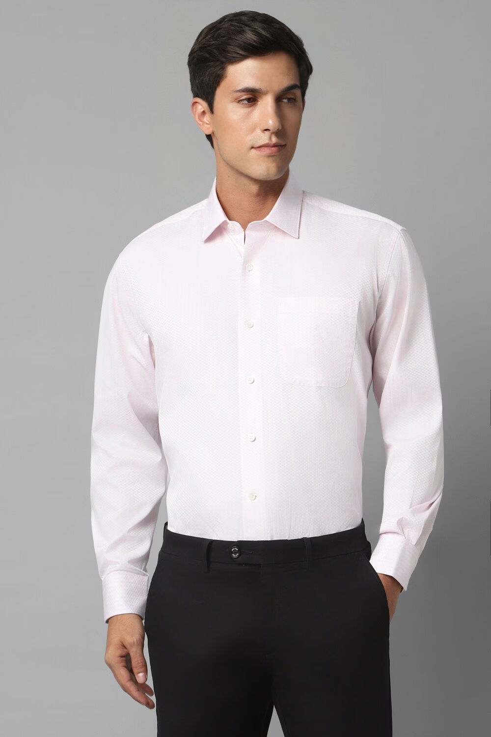 Men Pink Classic Fit Textured Full Sleeves Formal Shirt-Pink