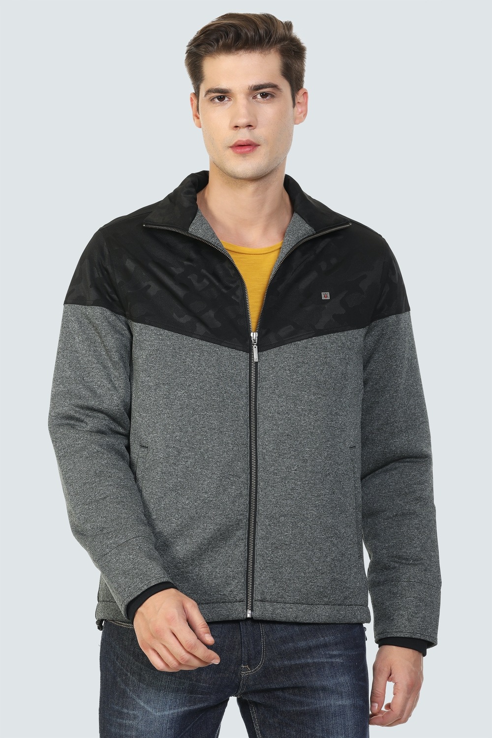Men Casual Grey Print Jackets-Grey