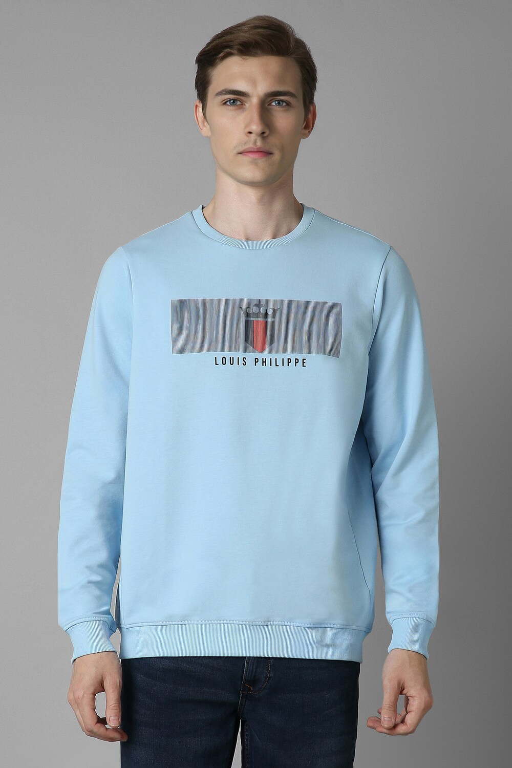 Men Casual Blue Print Sweatshirt-Blue