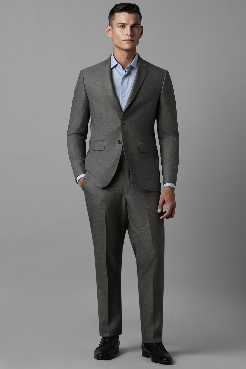 Men Grey Slim Fit Textured Formal Two Piece Suit-Grey 1 19380-men-grey-slim-fit-textured-formal-two-piece-suit-grey-1.jpg