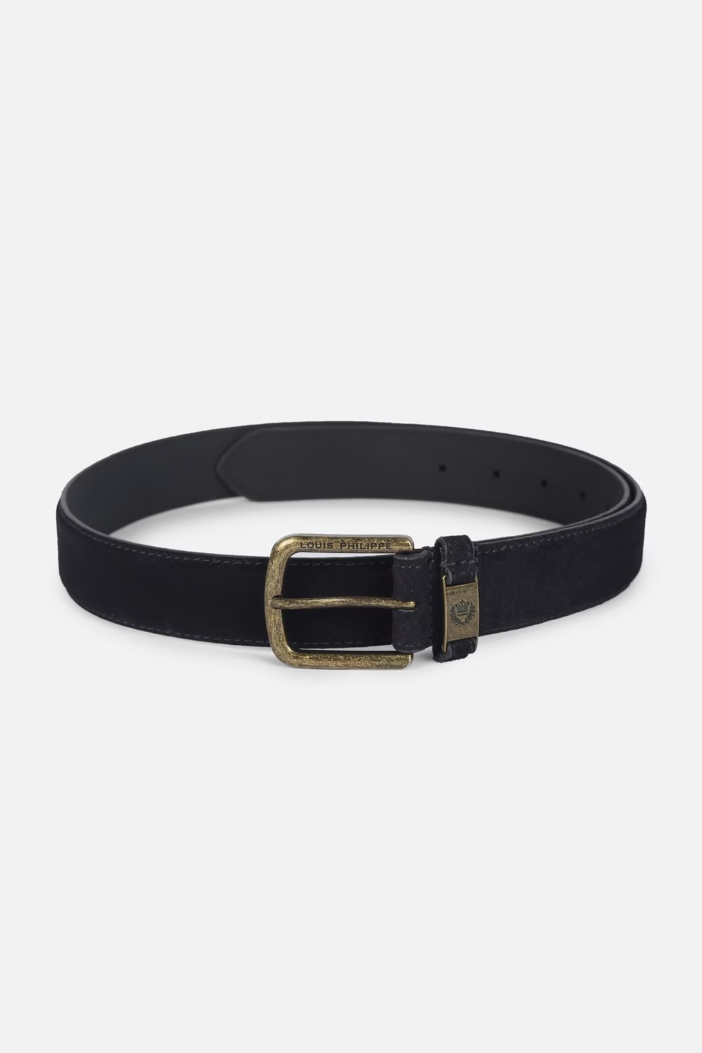 Men Black Solid Leather Casual Belt-Black