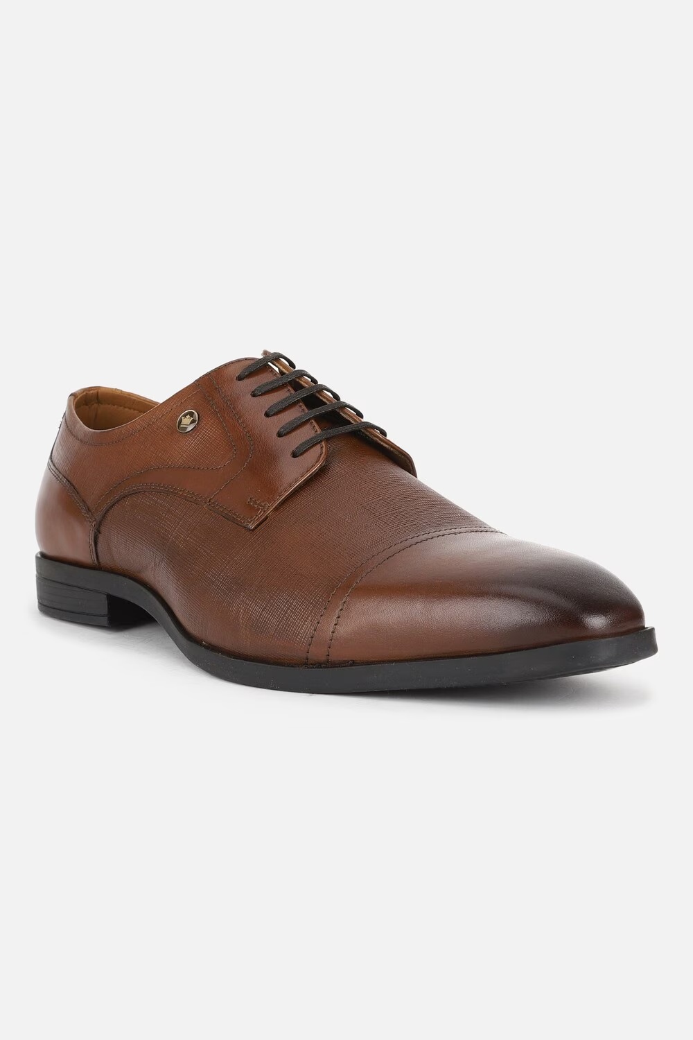 Louis Philippe Men Coffee Brown Textured Derby Formal Imported Premium Leather Light Weight Breathable Lining Slip Resistant Fle-Brown