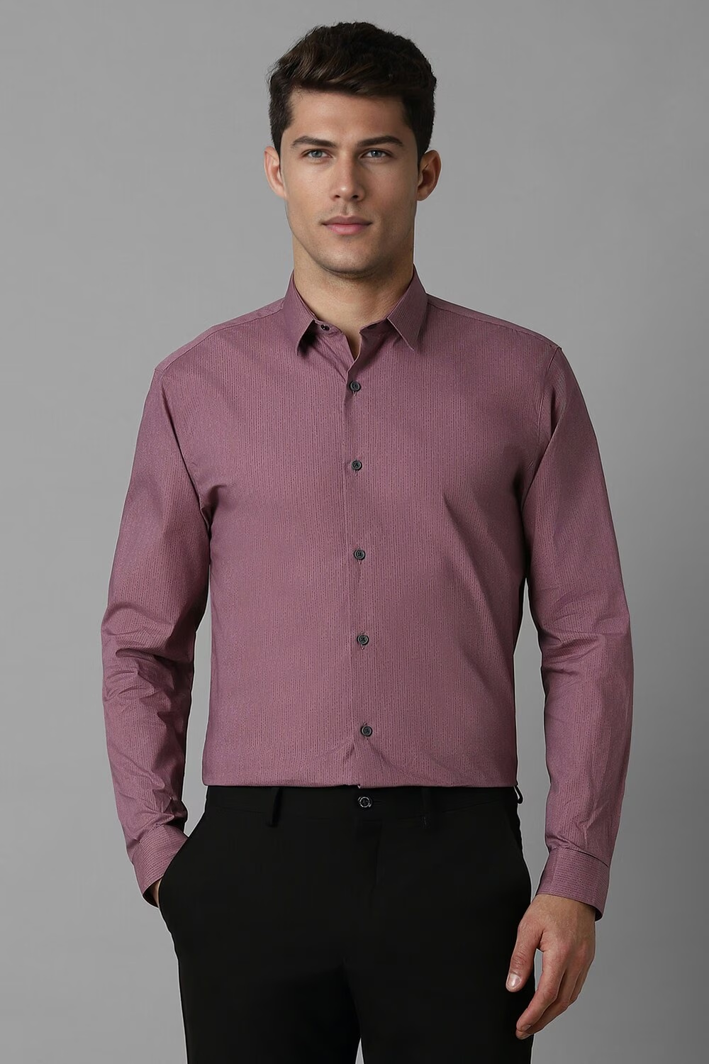 Men Purple Super Slim Fit Print Full Sleeves Formal Shirt-Purple