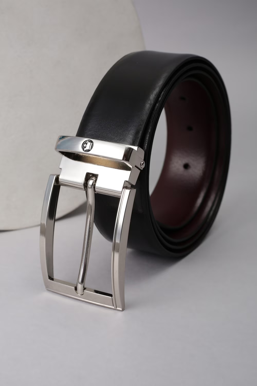 Men Black Solid Genuine Leather Formal Belt-Black