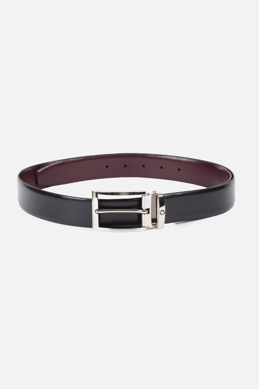 Men Black Solid Genuine Leather Formal Belt-Black