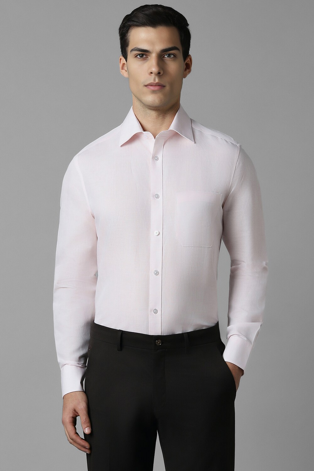 Men Pink Classic Fit Solid Full Sleeves Formal Shirt-Pink