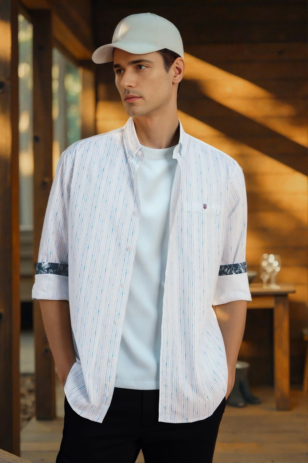 Men White Stripe Full Sleeves Casual Shirt-White 1 20745-men-white-stripe-full-sleeves-casual-shirt-white-1.jpg
