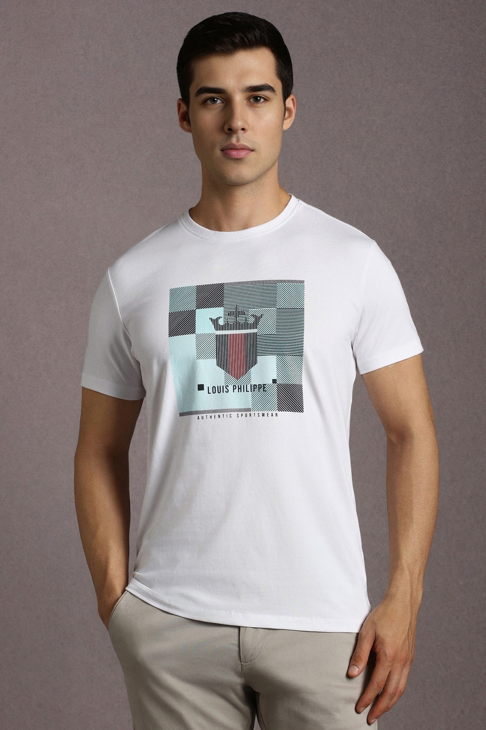 Men White Graphic Print Crew Neck T-shirt-White
