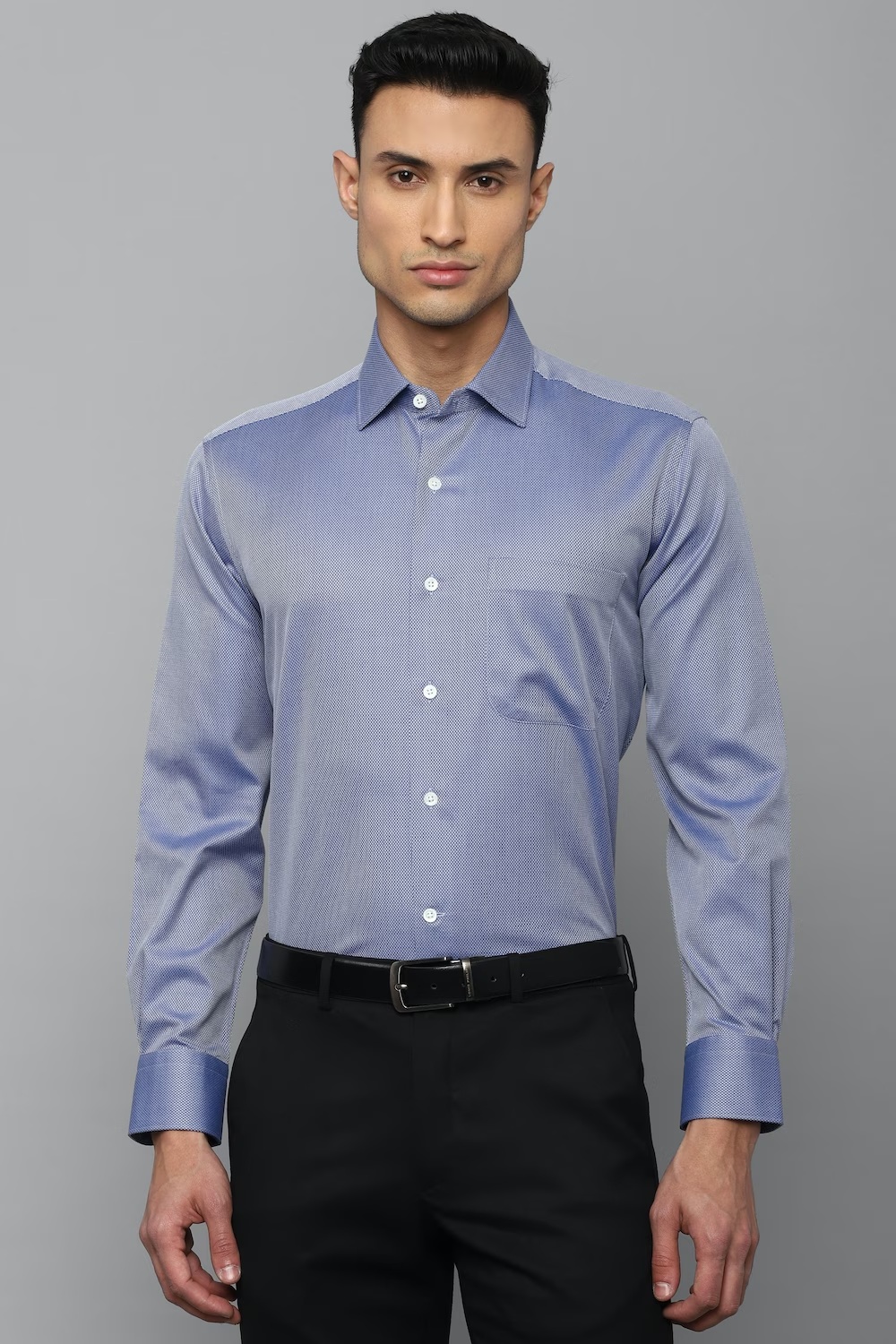 Men Blue Classic Fit Solid Full Sleeves Formal Shirt-Blue