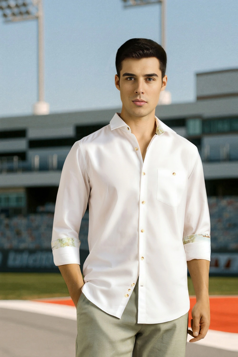 Men White Solid Full Sleeves Casual Shirt-White