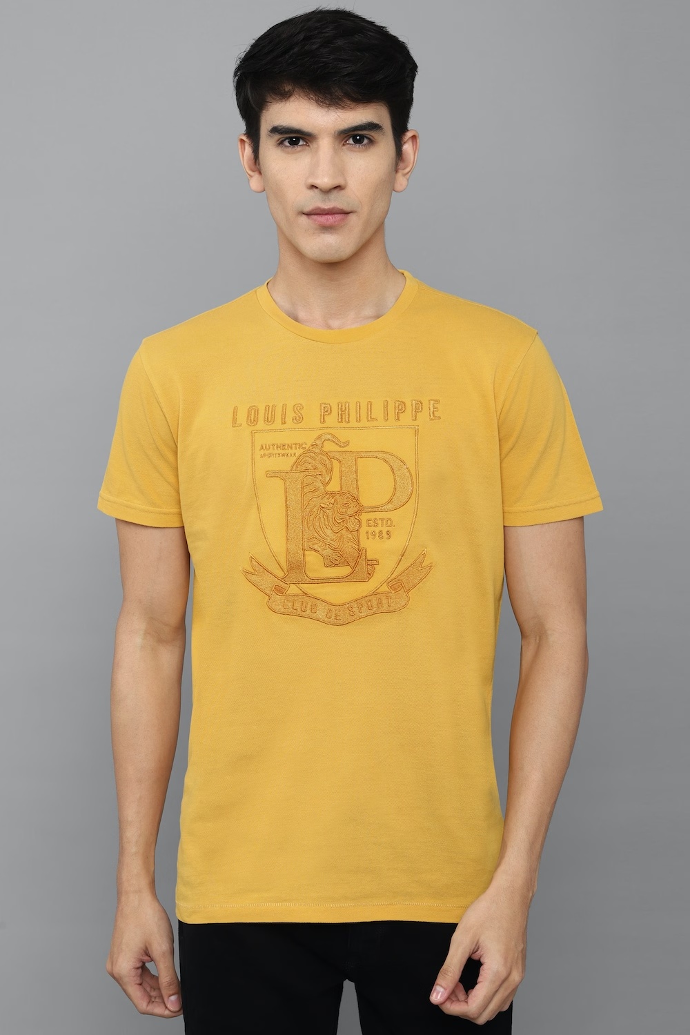 Men Yellow Graphic Print Crew Neck T-shirt-Yellow