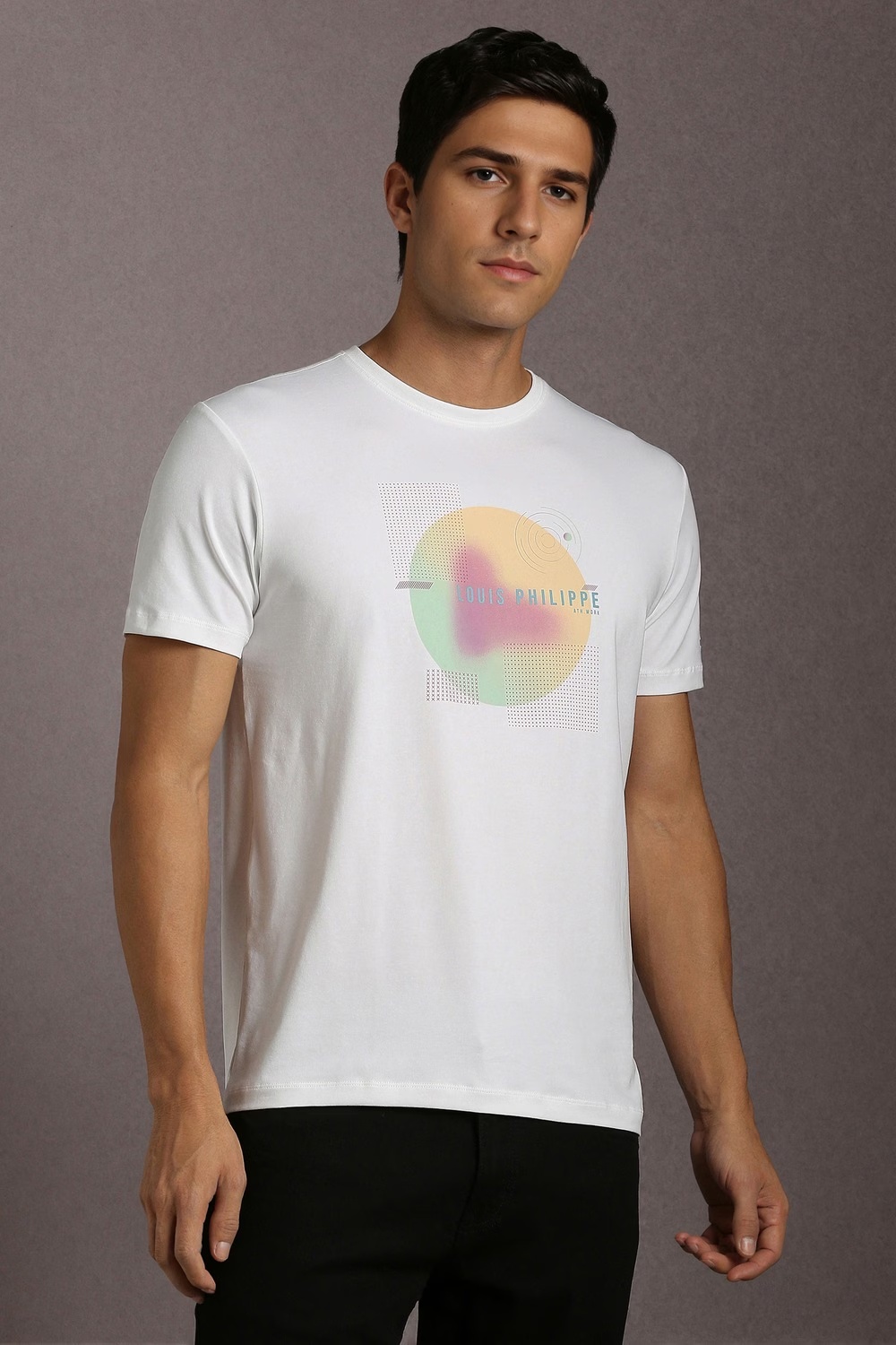 Men White Graphic Print Crew Neck T-shirt-White