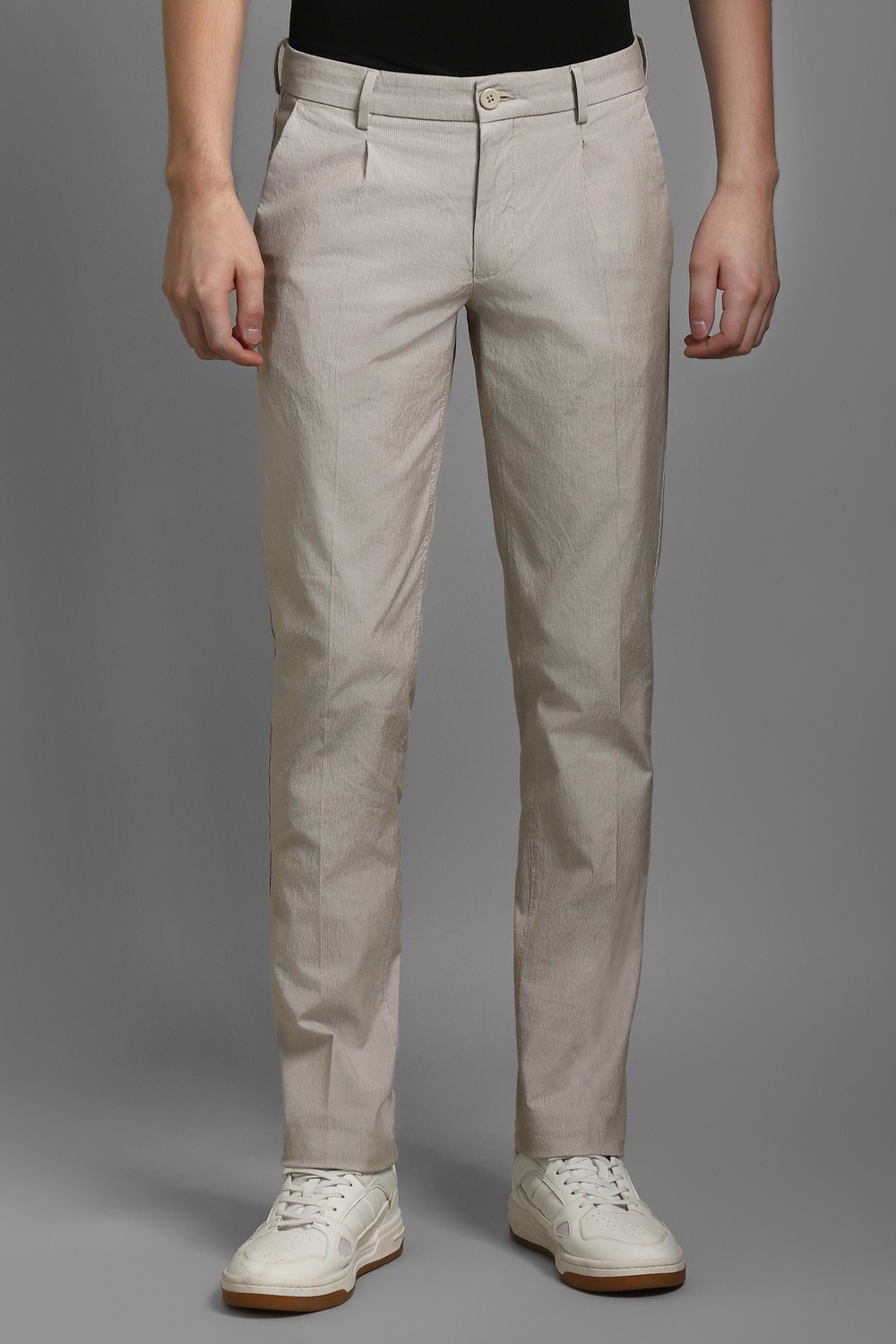 Men Beige Slim Fit Stripe Pleated Casual Trousers-Beige 1 21440-men-beige-slim-fit-stripe-pleated-casual-trousers-beige-1.jpg