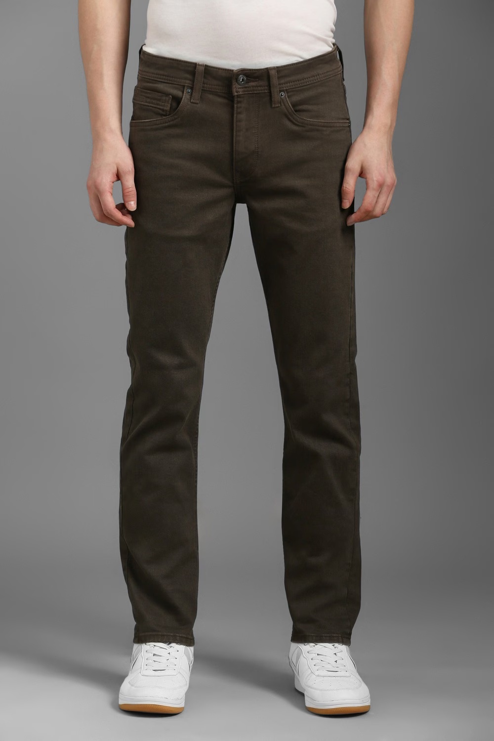 Men Brown Dark Slim Fit Jeans-Brown