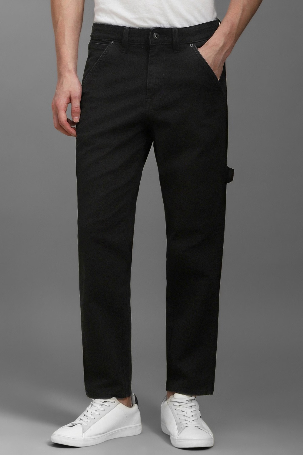 Men Black Dark Slim Fit Jeans-Black