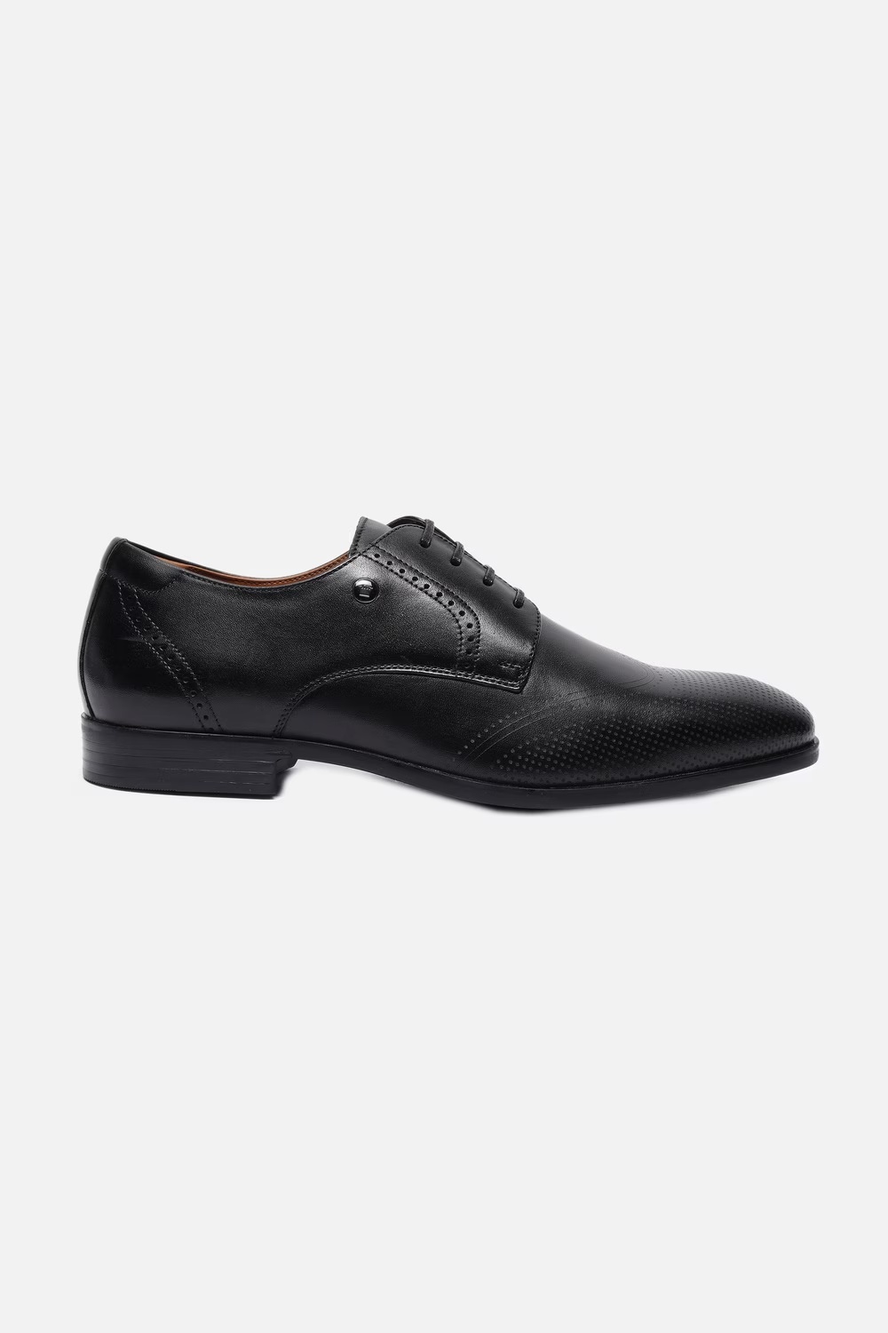 Men Brogue Derby Leather Black Lace Up Shoes-Black
