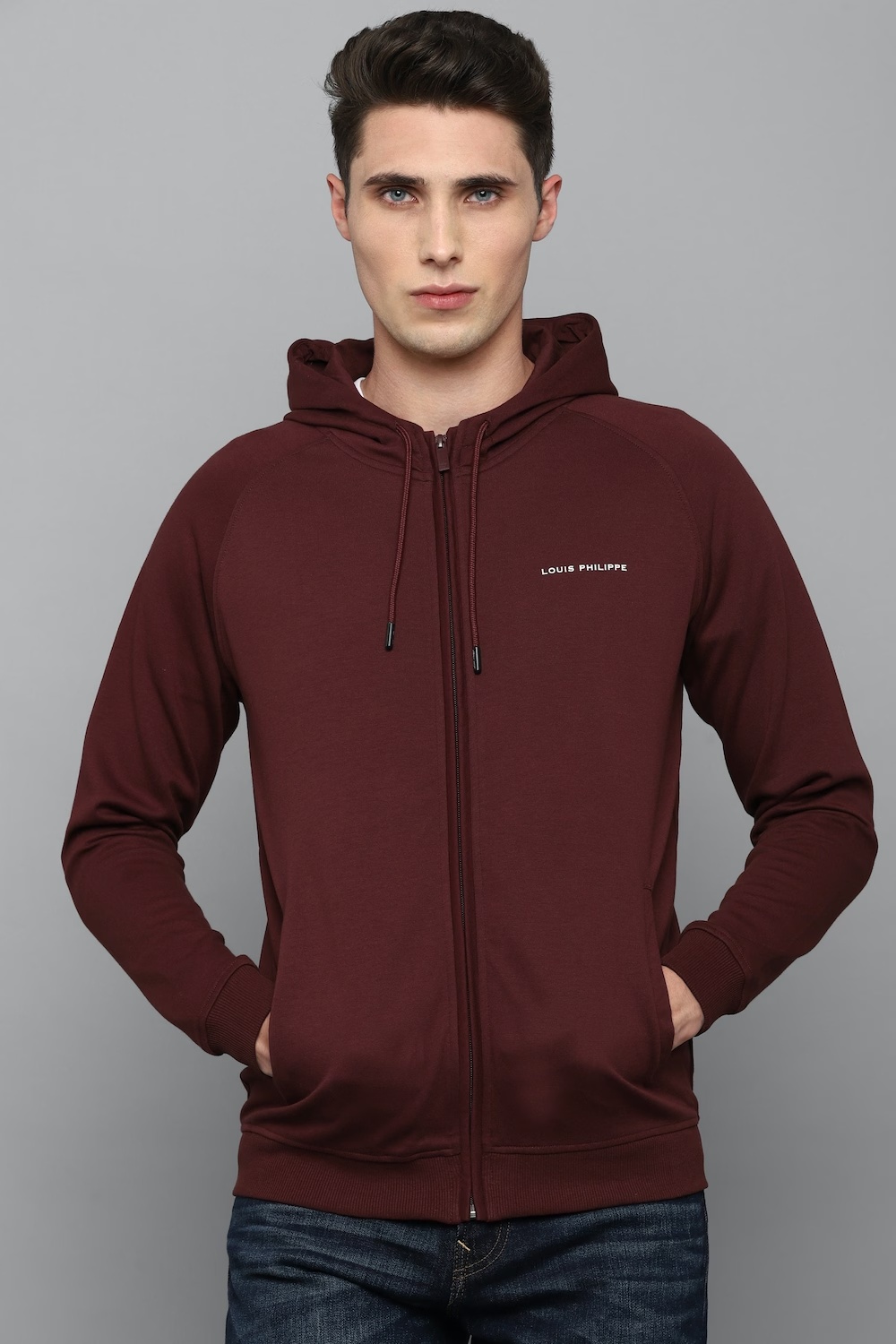 Men Casual Maroon Solid Sweatshirt-Maroon
