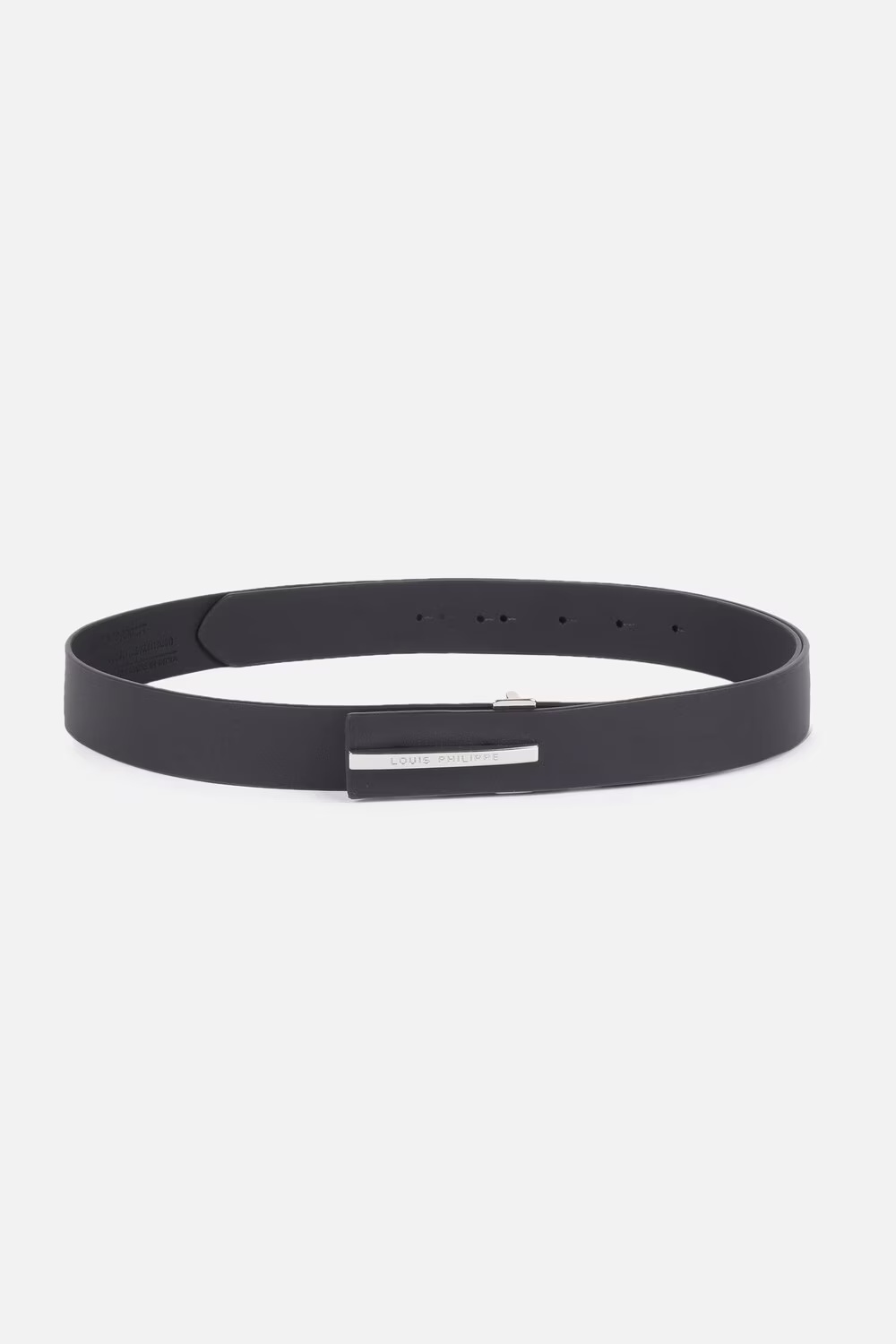 Men Black Solid Leather Formal Belt-Black