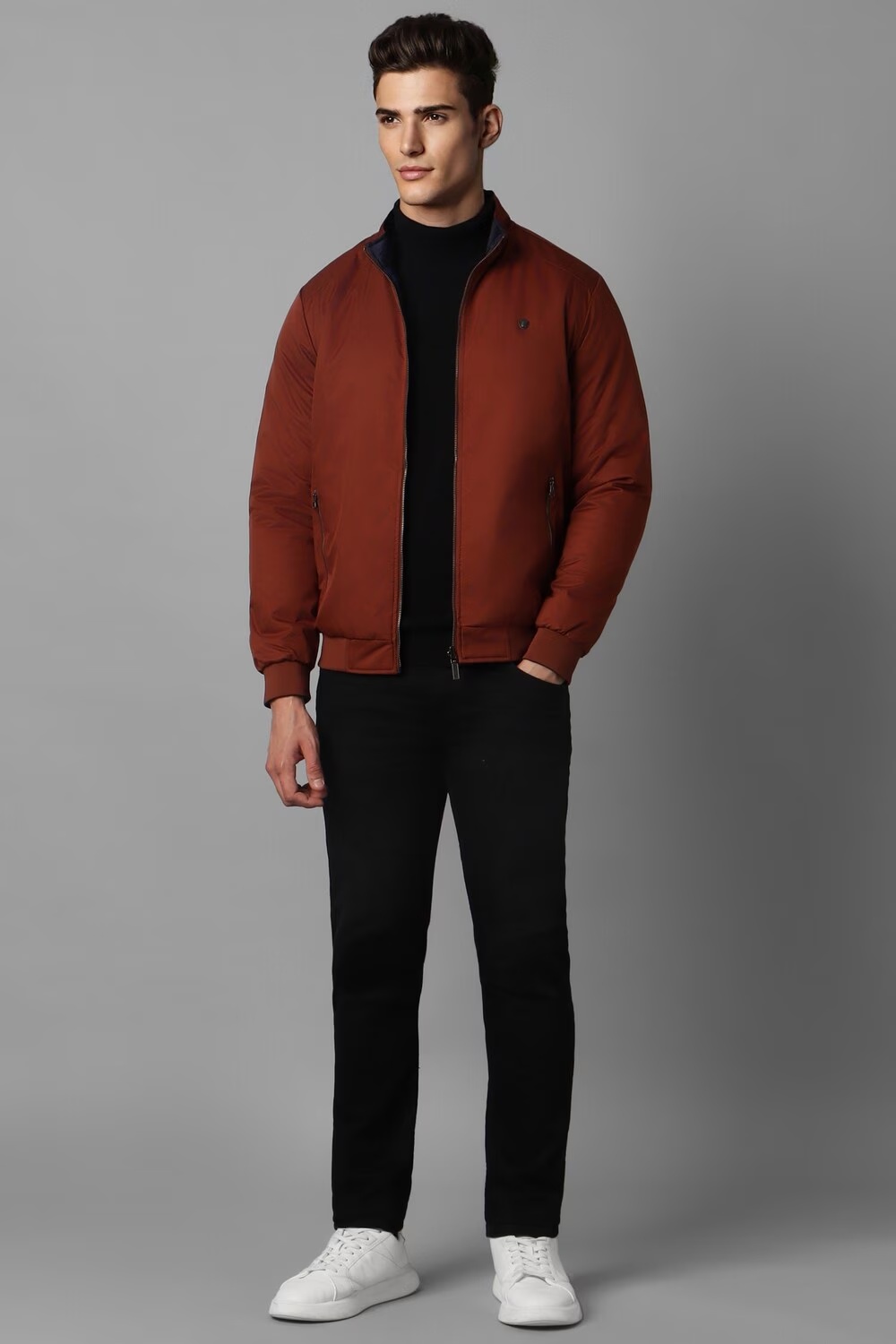 Men Casual Maroon Solid Jackets-Maroon