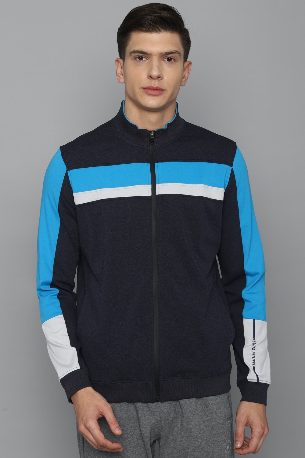 Men Casual Navy Patterned Sweatshirt-Navy