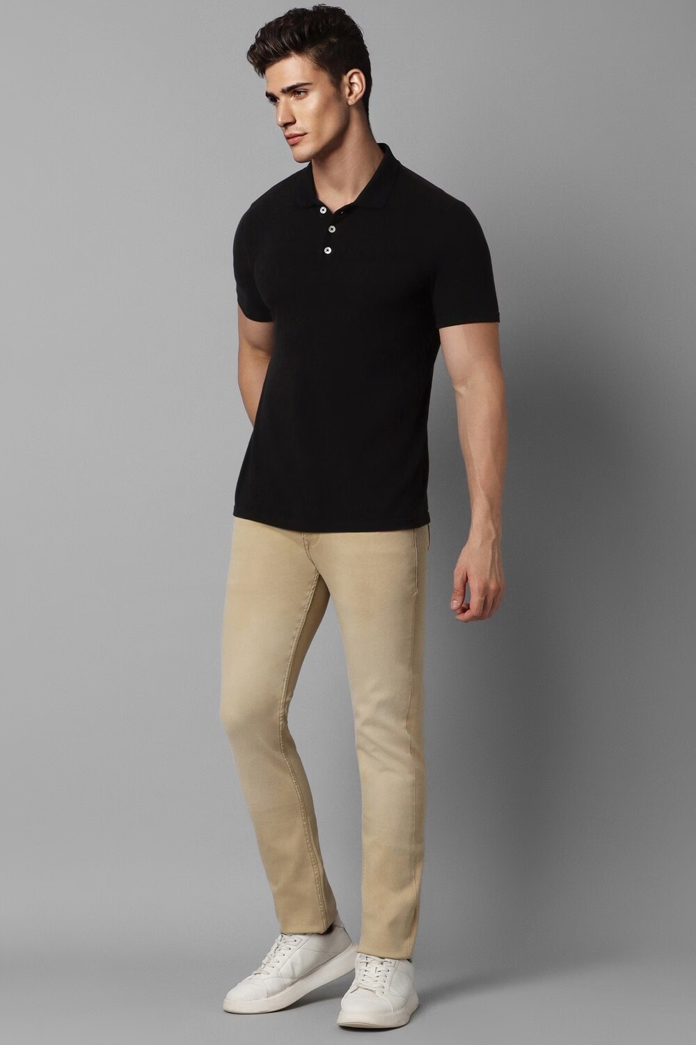 Men Beige Dark Slim Fit Jeans-Beige