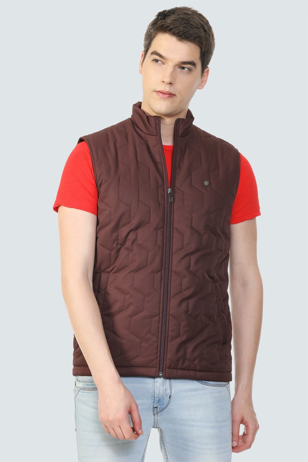 Men Casual Maroon Solid Jackets-Maroon