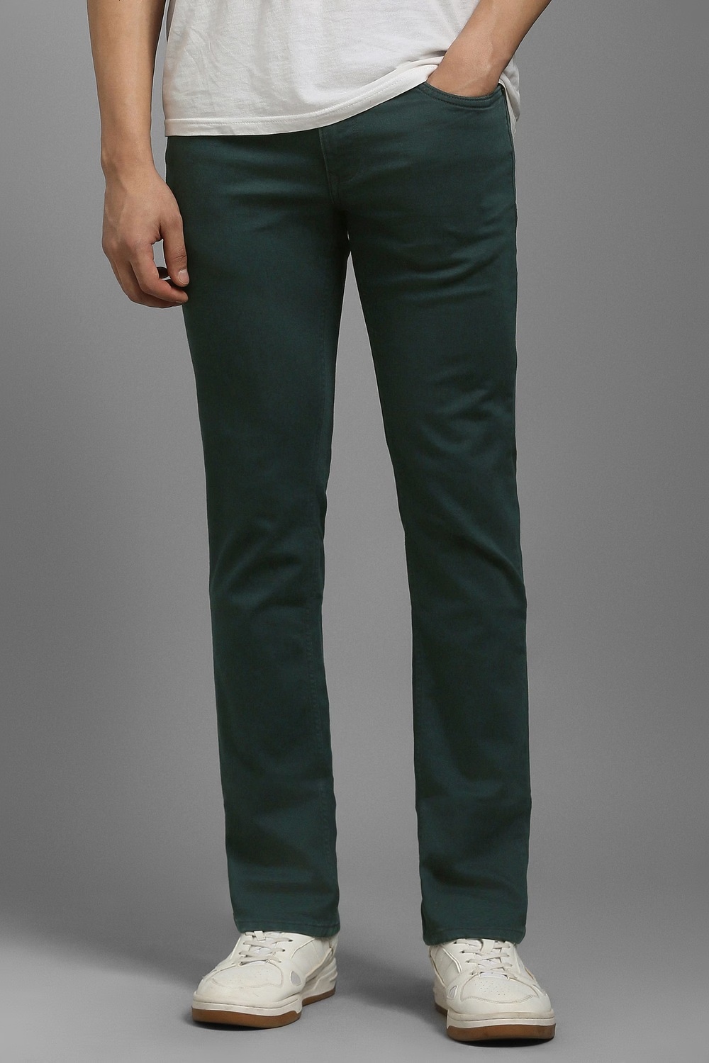 Men Green Dark Slim Fit Jeans-Green