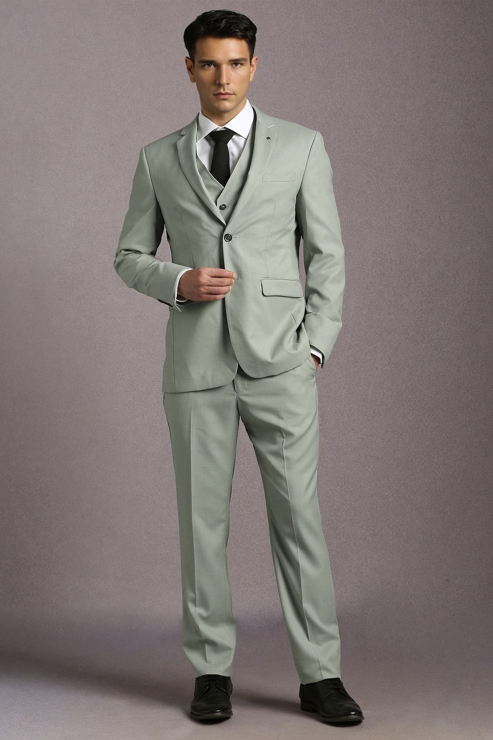 Men Green Textured Formal Three Piece Suit-Green 1 23548-men-green-textured-formal-three-piece-suit-green-1.jpg