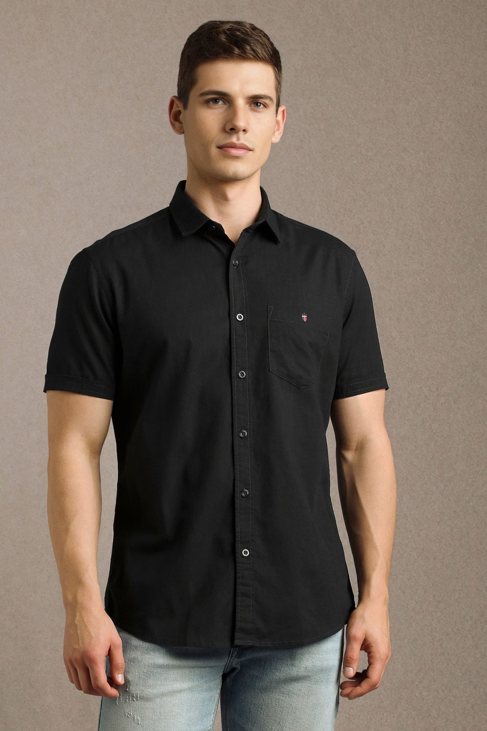 Men Black Solid Half Sleeves Casual Shirt-Black 1 23571-men-black-solid-half-sleeves-casual-shirt-black-1.jpg