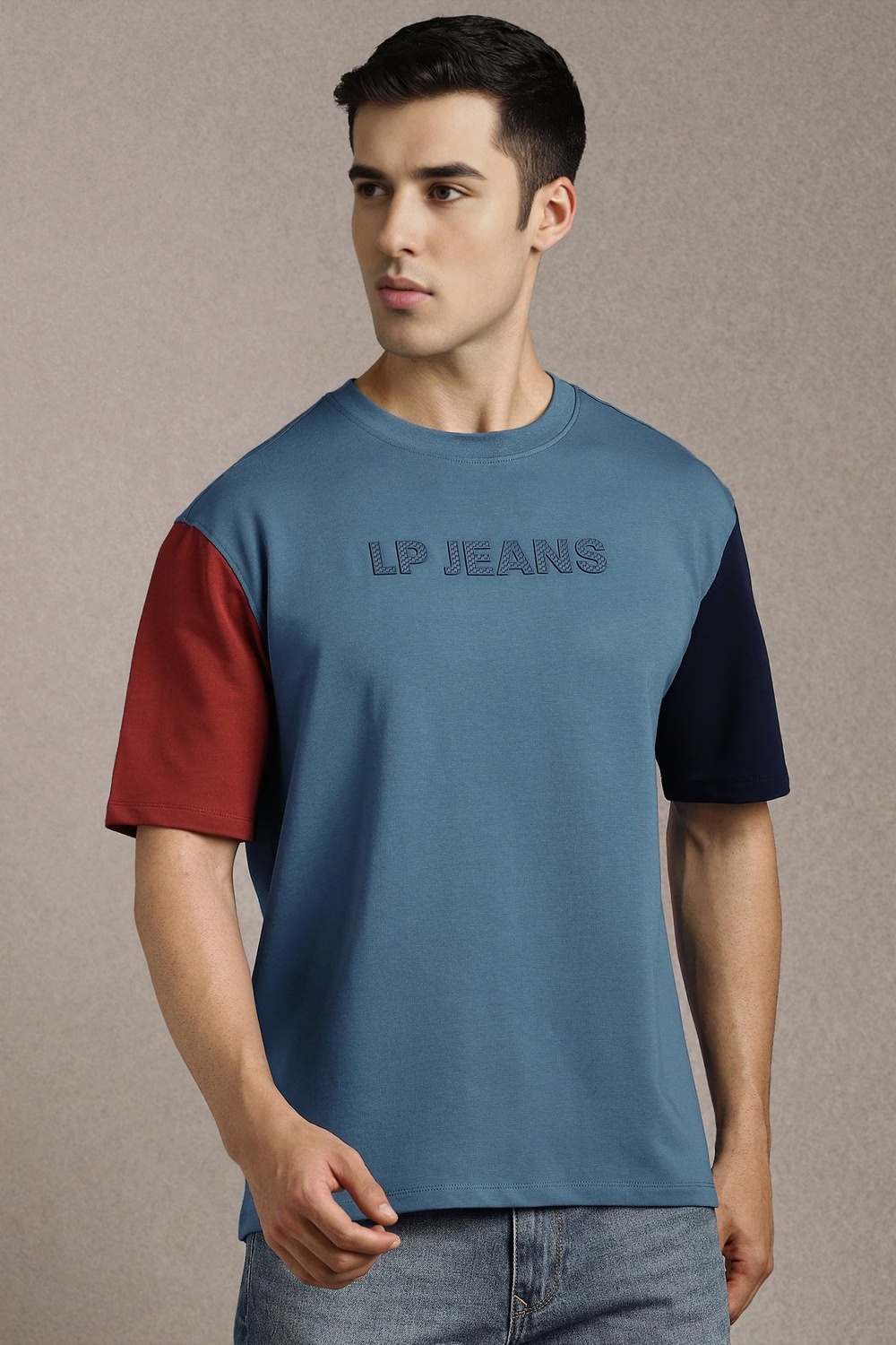 Men Blue Graphic Print Crew Neck T-shirt-Blue