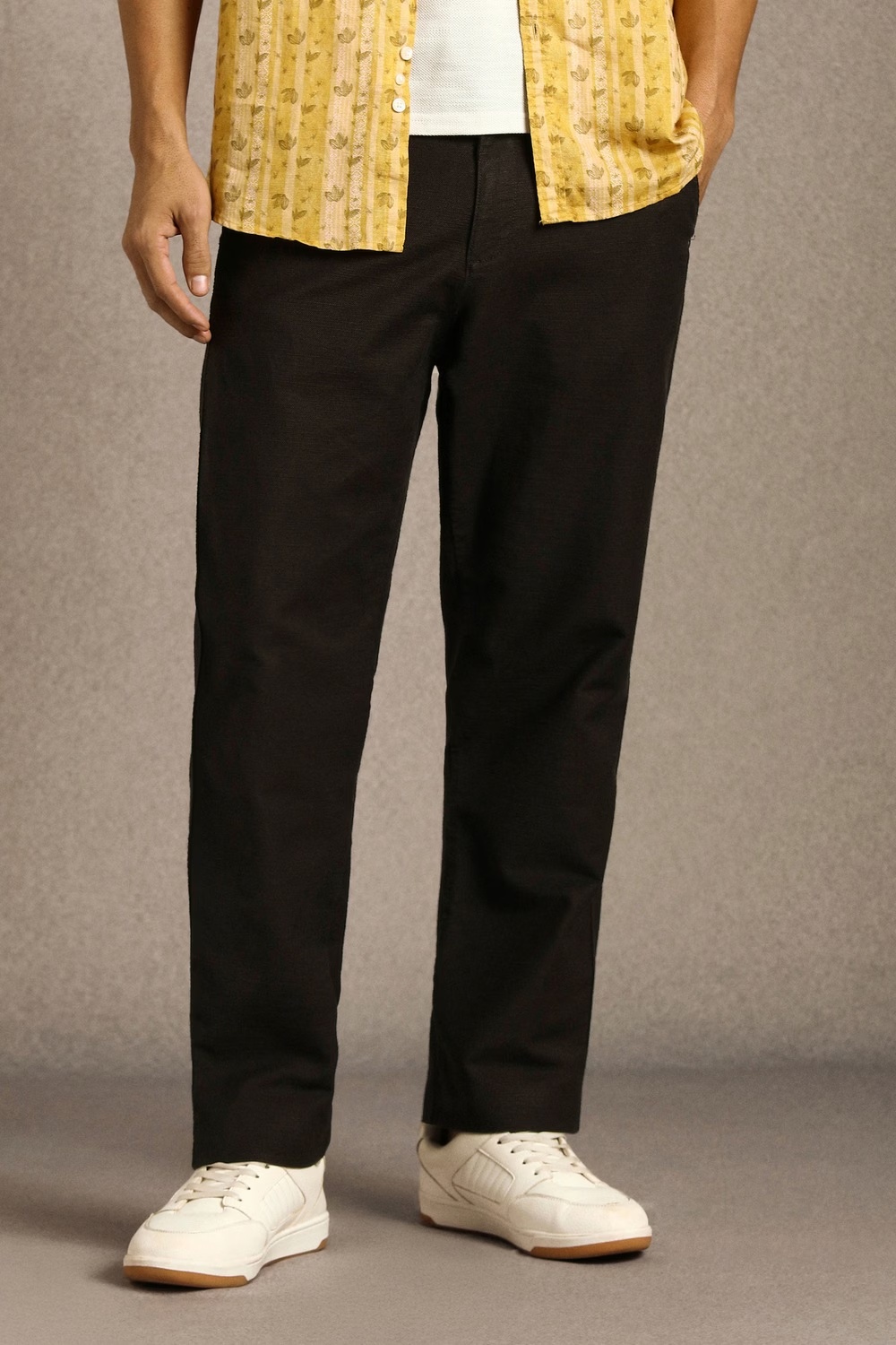 Men Brown Textured Flat Front Casual Trousers-Brown 1 23883-men-brown-textured-flat-front-casual-trousers-brown-1.jpg
