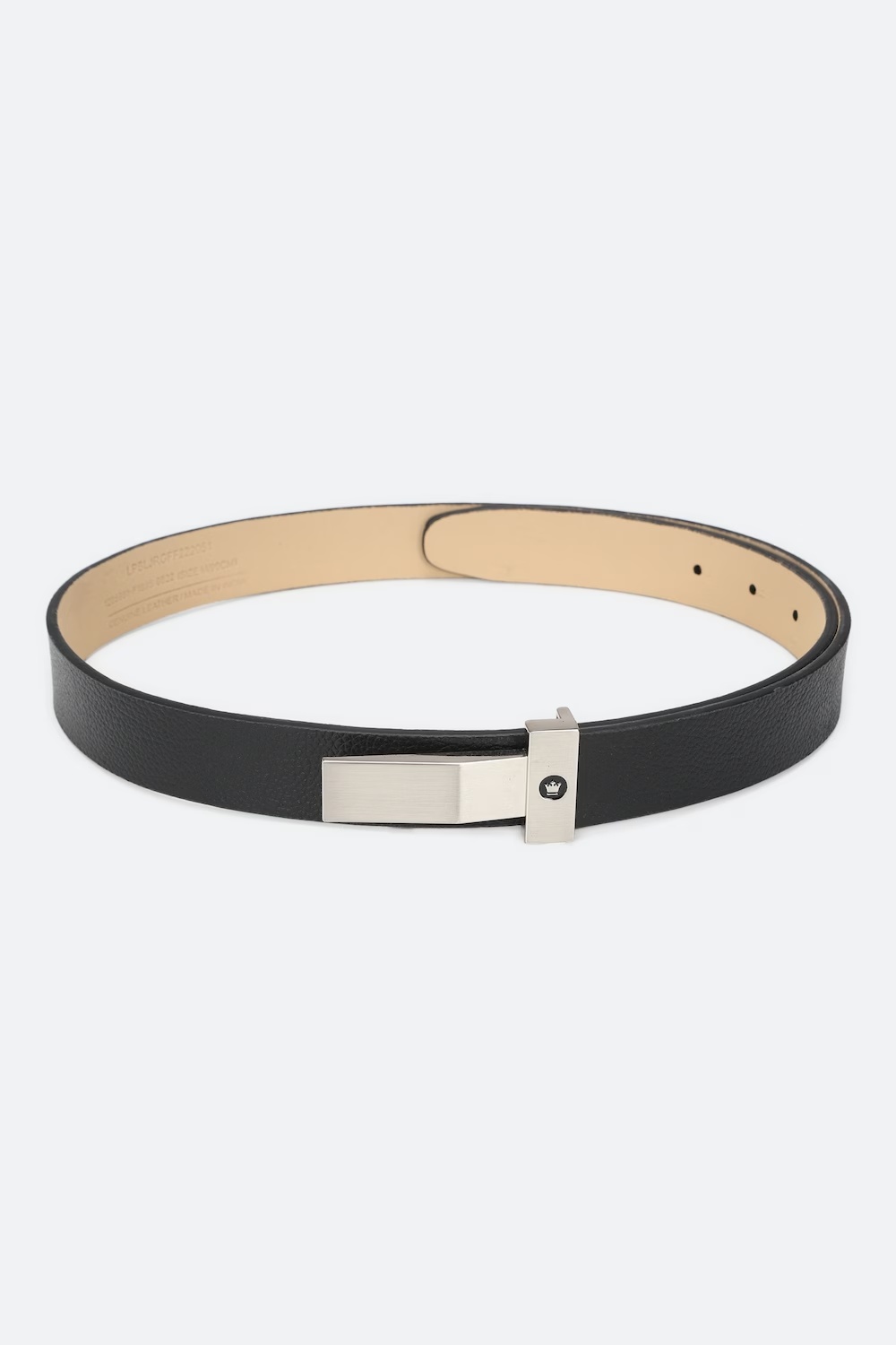 Men Black Solid Genuine Leather Formal Belt-Black