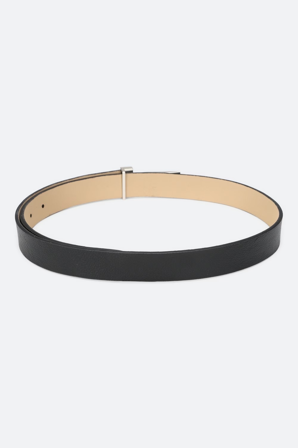 Men Black Solid Genuine Leather Formal Belt-Black