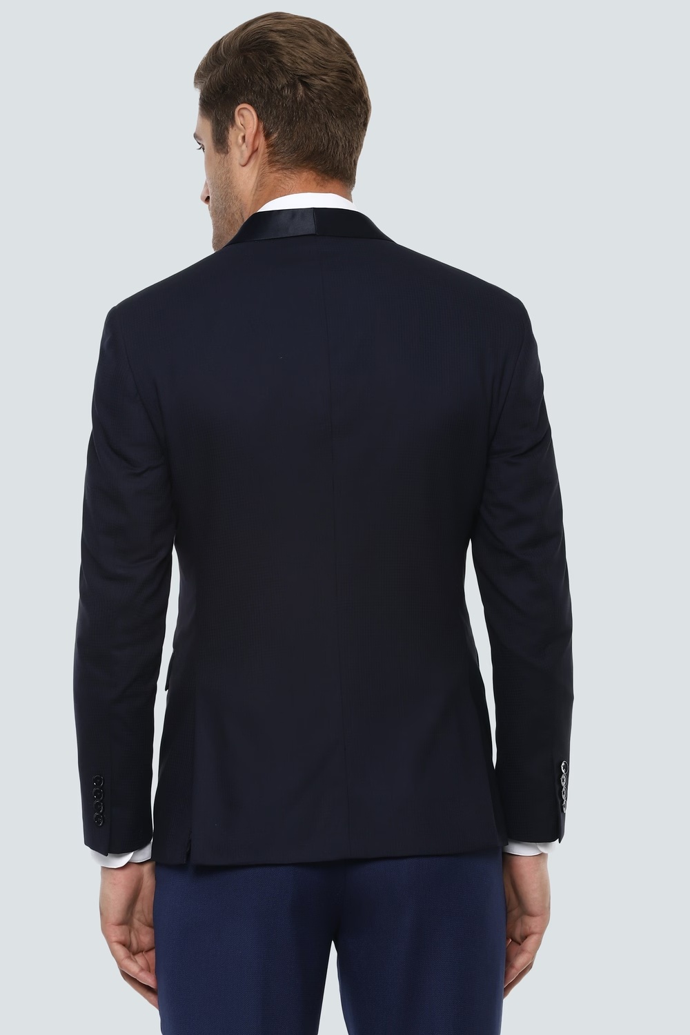 Men Navy Solid Formal Blazer-Navy