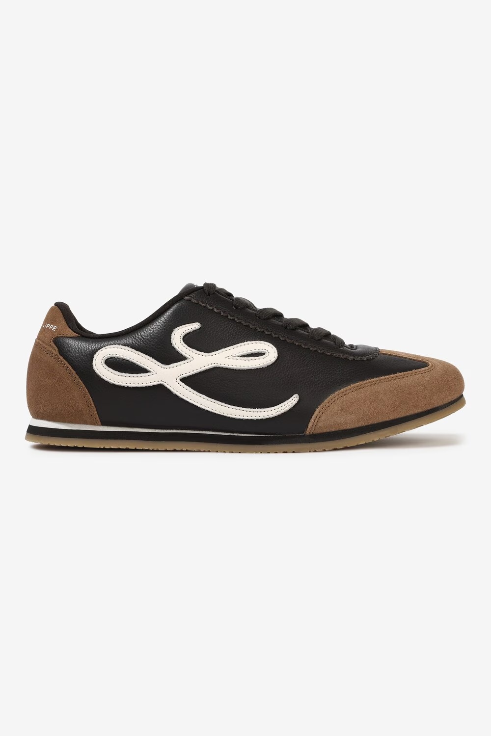 Men Brown Leather Sneakers with Signature Branding-Brown